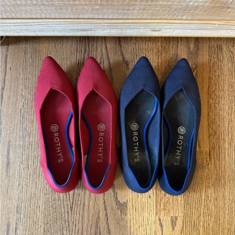 Rothy's Red and Navy Flats